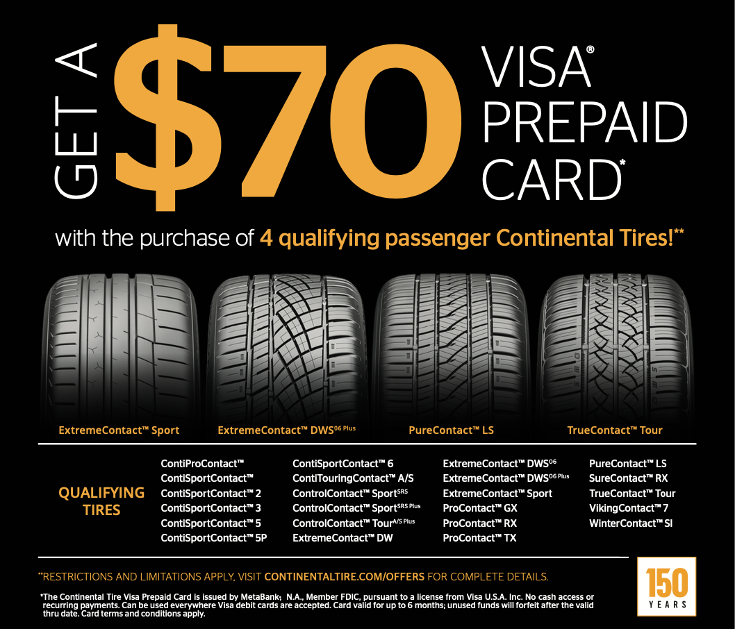 continental tires rebate info with 4 tires and descriptions